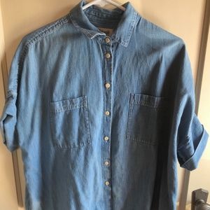 Oversized Boxy Denim Button DowShirt from Madewell